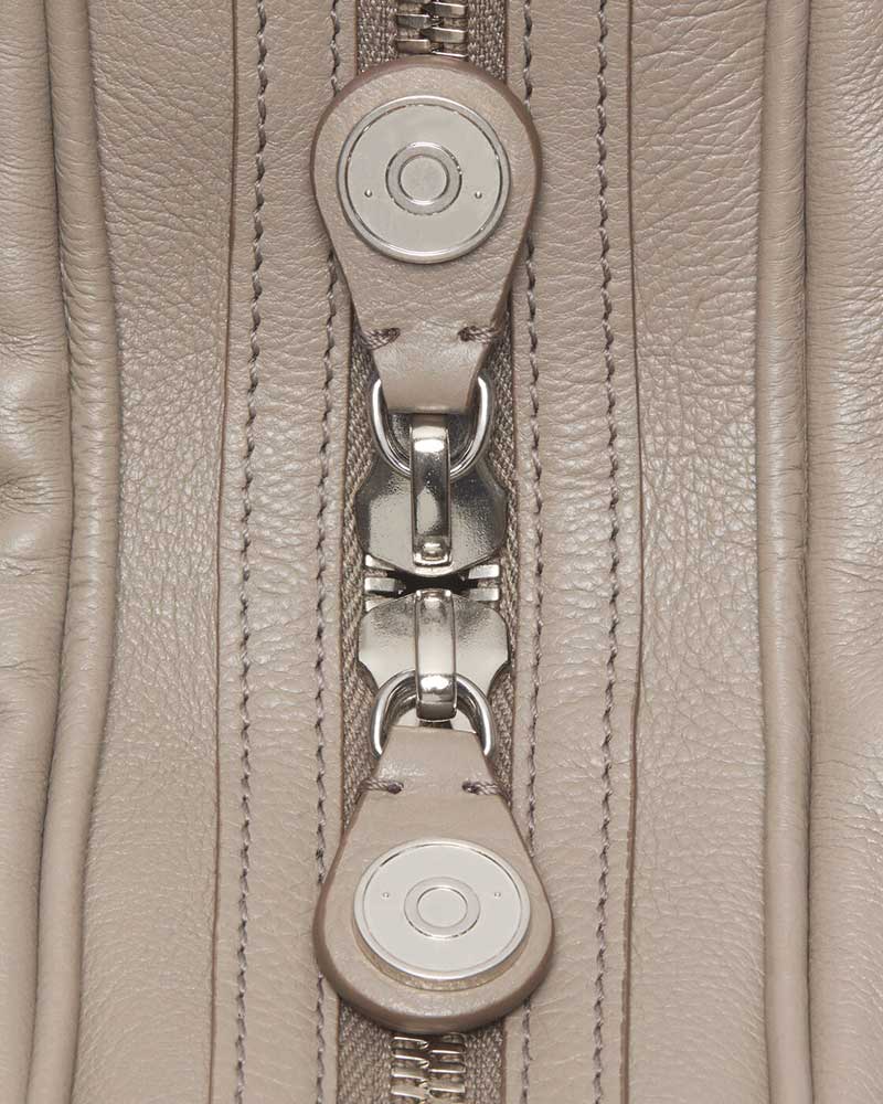 Multi Pocket Leather Shoulder Bag Zip Details