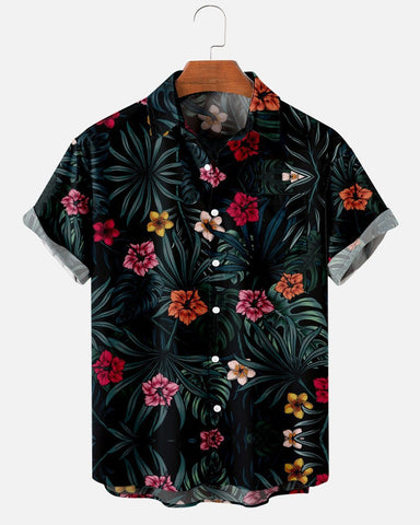 Printed Breathable Stand Collar Short-sleeved Shirt