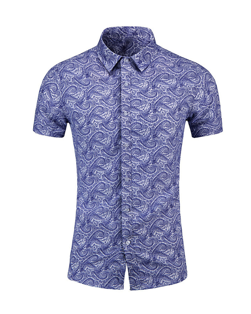 Oversized Printed Slim Fit Short Sleeve Shirt