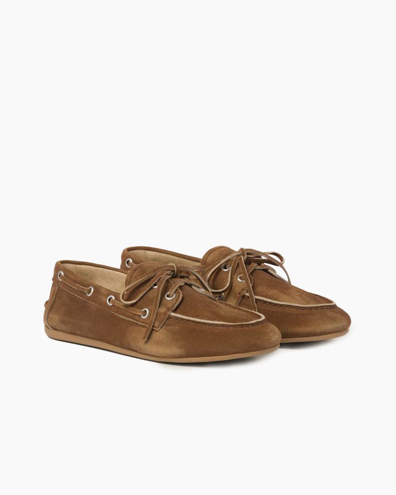 Women's Faded Suede Moccasins Brown Boat Shoes Secondary image