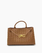 Women's Woven Leather Quilted Top Handle Bag