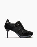 Triple-Strap Breathable Mesh High Heel Sneakers-Black