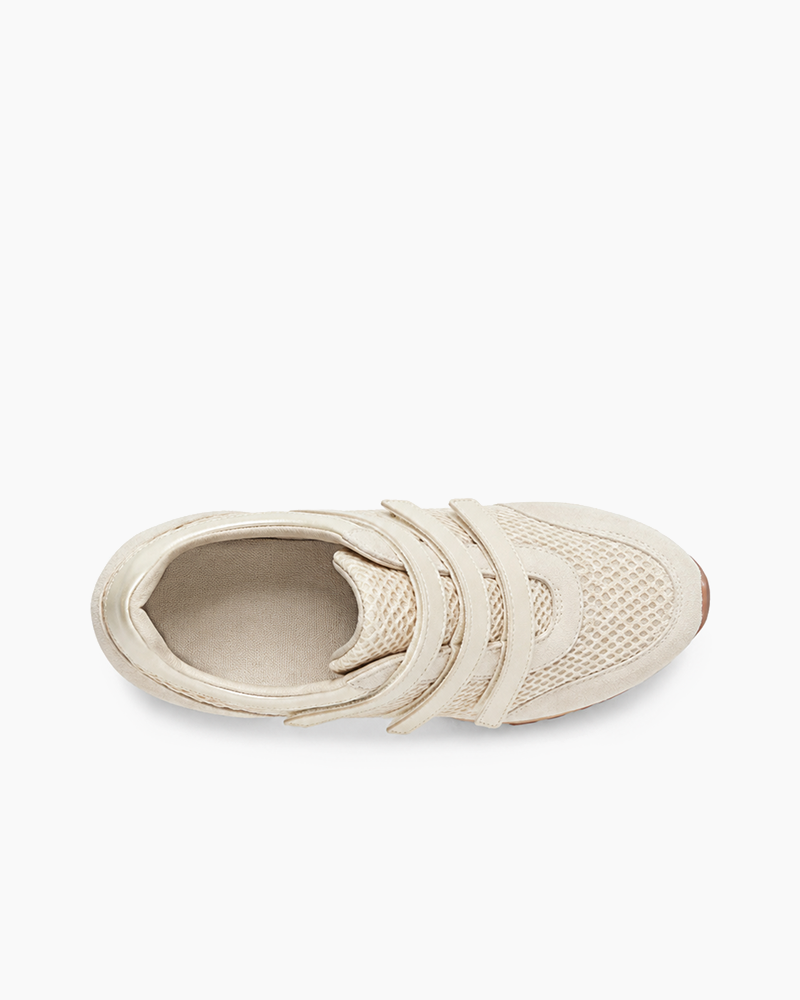 Triple-Strap Breathable Mesh High Heel Sneakers-Khaki