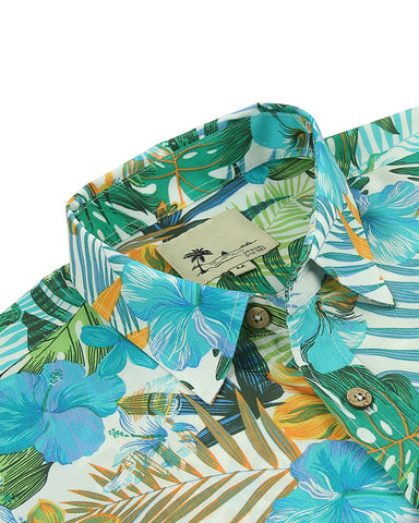 Summer Beach Flower-Print Camp Shirt