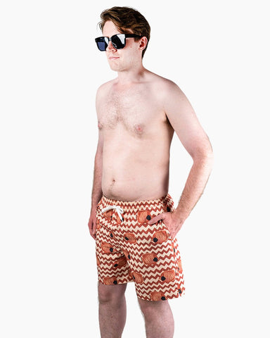 Men's Swim Beach Trunks - Brown&Fish