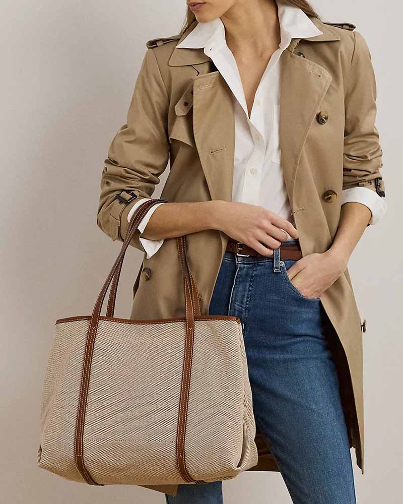 Women's Canvas & Leather Large Emerie Tote Bag