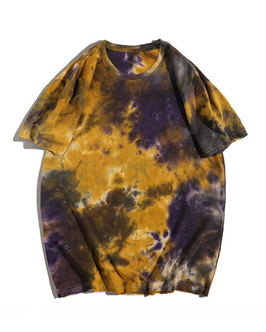 Tie-dyed Multicolor Crew Neck Short-sleeved T-shirt