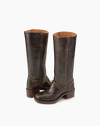 Women's Black Leather Knee-High Boots