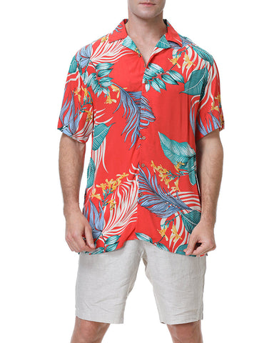 Summer Beach Flower-Print Camp Shirt