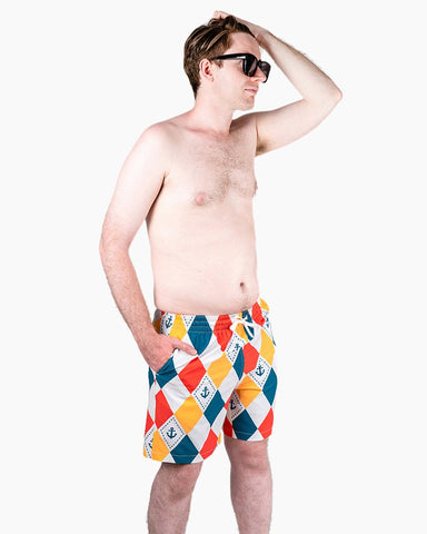 Men's Swim Beach Trunks - Ship Anchor