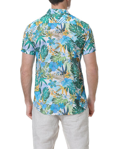 Summer Beach Flower-Print Camp Shirt