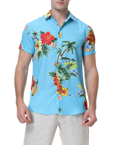 Summer Beach Flower-Print Camp Shirt