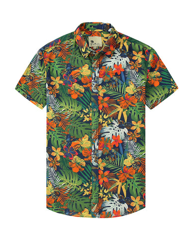 Summer Beach Flower-Print Camp Shirt