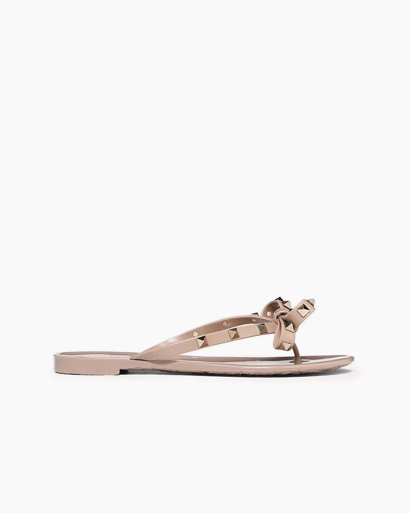 Women's Rockstud Rubber Slippers with Bow and Pyramid Studs Main image