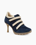 Triple-Strap Breathable Mesh High Heel Sneakers-Navy