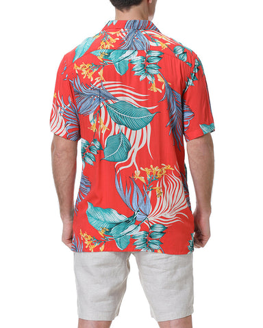 Summer Beach Flower-Print Camp Shirt