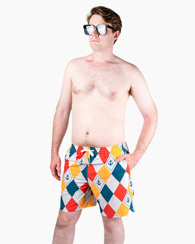 Men's Swim Beach Trunks - Ship Anchor