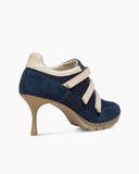 Triple-Strap Breathable Mesh High Heel Sneakers-Navy
