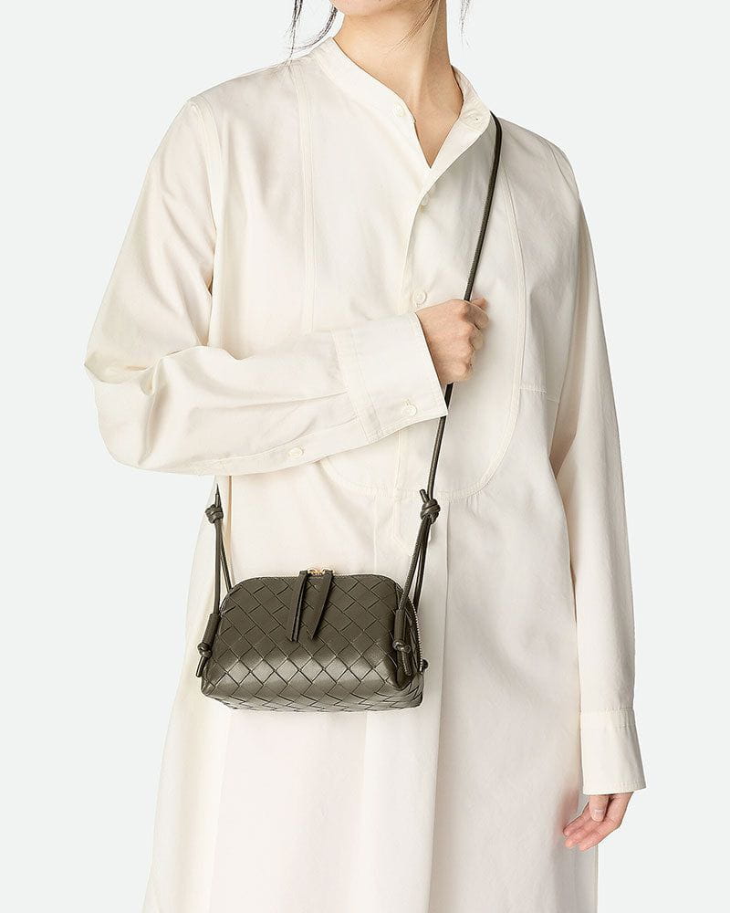 Women's Concert Pouch Intrecciato Leather Shoulder Bag