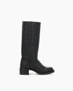 Women's Black Leather Knee-High Boots