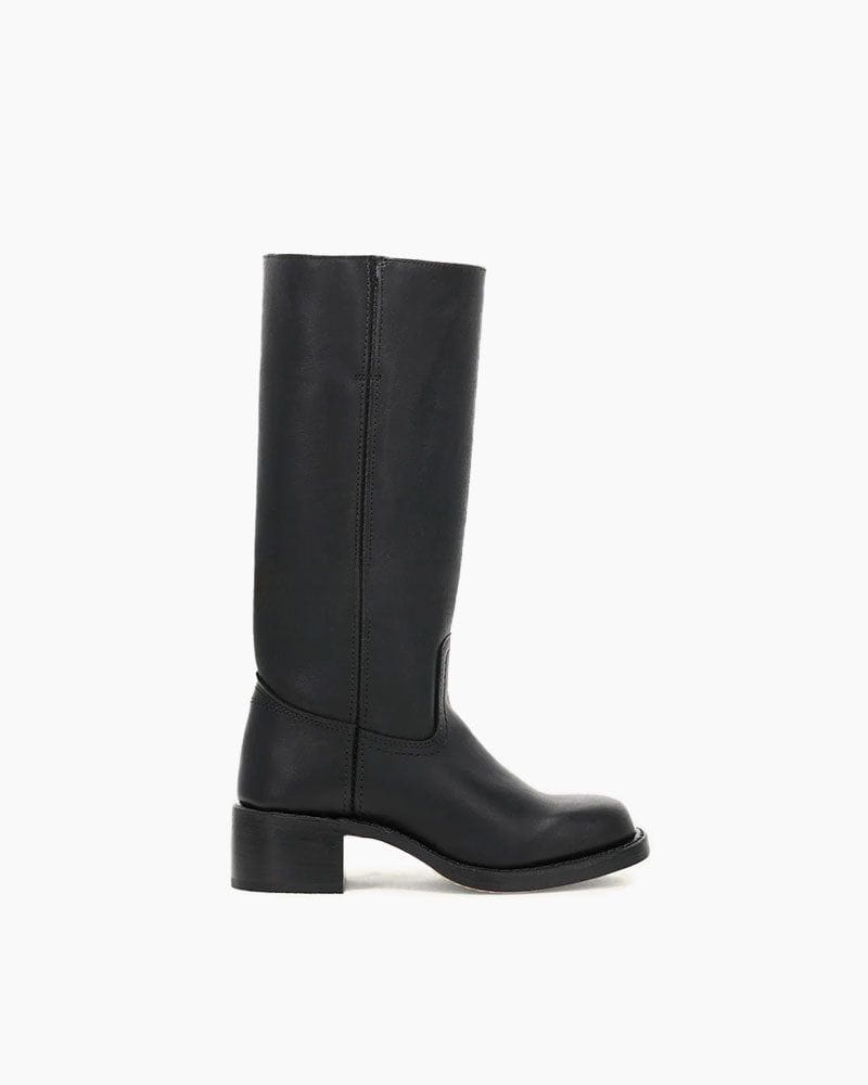 Women's Black Leather Knee-High Boots