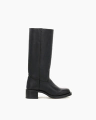 Women's Black Leather Knee-High Boots