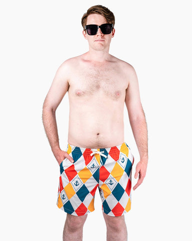 Men's Swim Beach Trunks - Ship Anchor