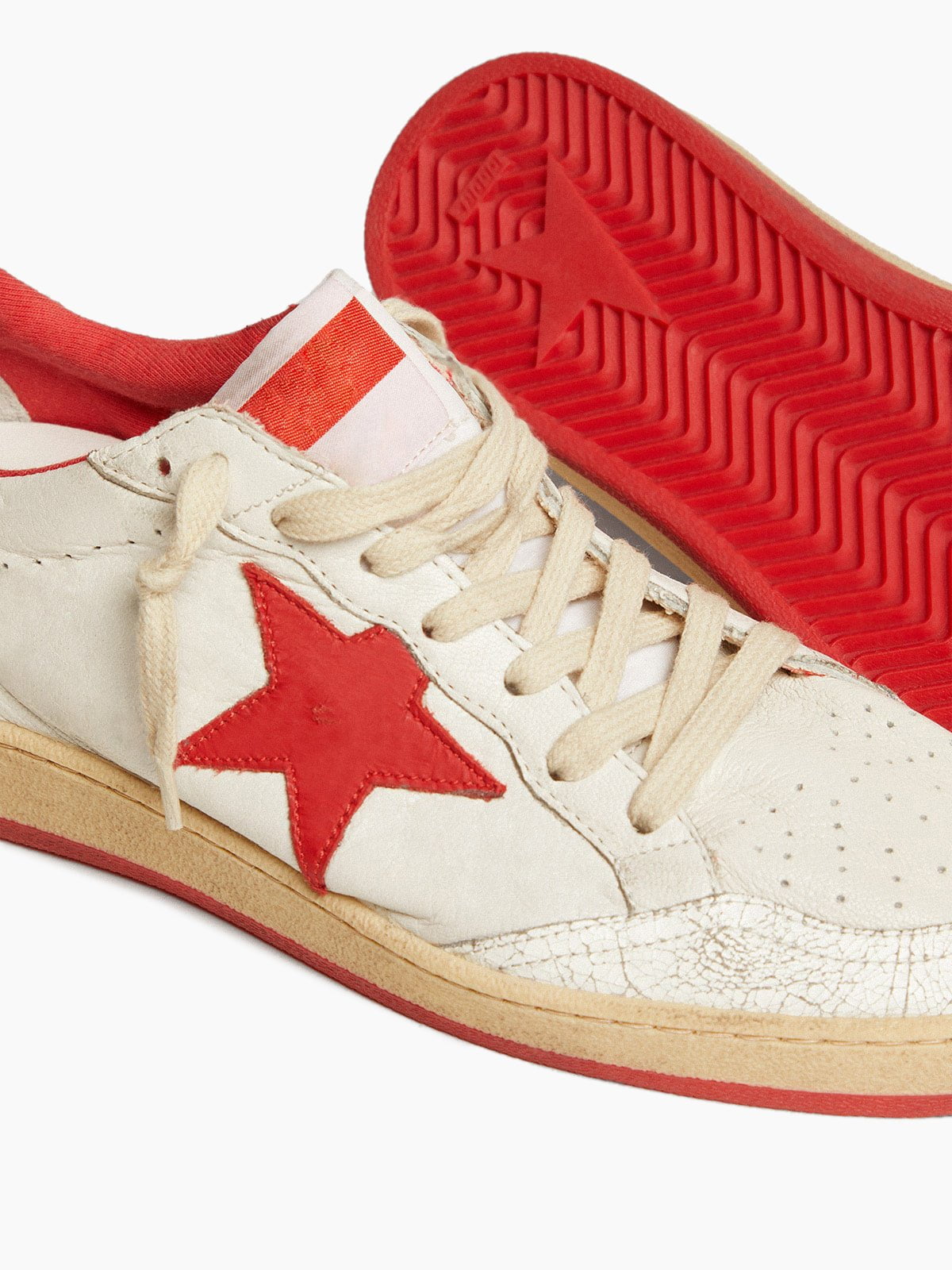 White Nappa Leather Sneakers with Star and Heel Tab