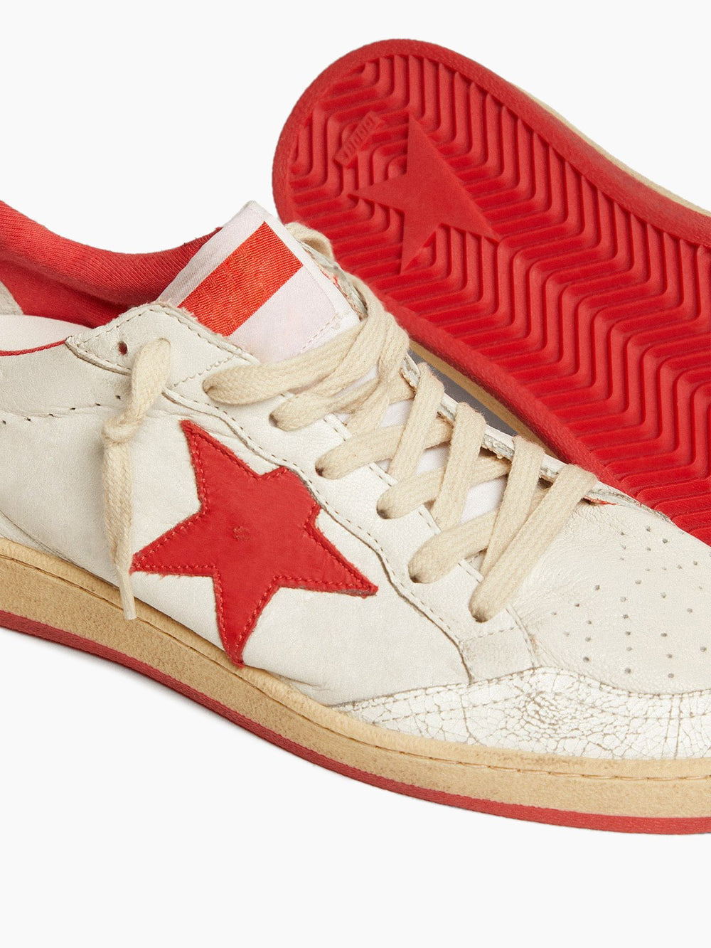 White Nappa Leather Sneakers with Star and Heel Tab