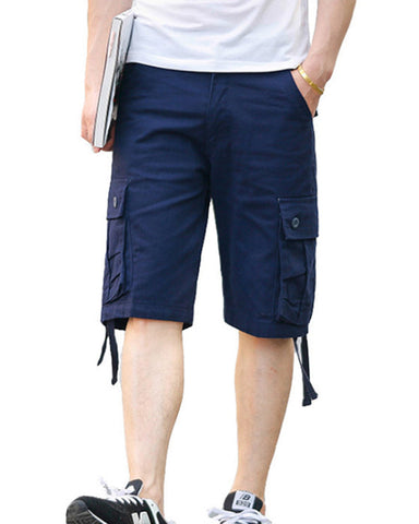 Large Size Multi-pocket Cotton Loose Sports Shorts