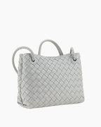 Women's Woven Leather Quilted Top Handle Bag