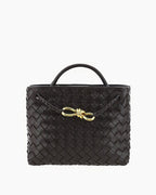 Women's Woven Leather Quilted Top Handle Bag