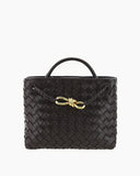Women's Woven Leather Quilted Top Handle Bag
