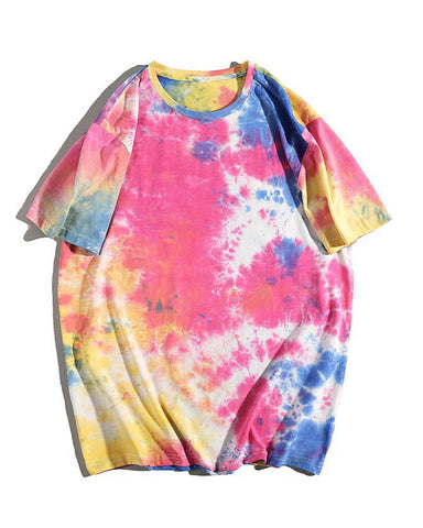 Tie-dyed Multicolor Crew Neck Short-sleeved T-shirt