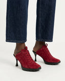 Women’s City Commute Suede High-Heel Sneaker-Red