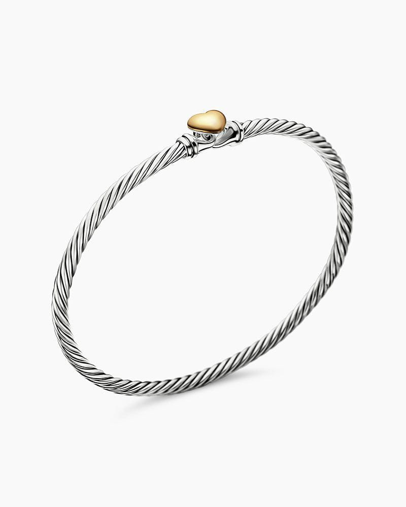 Classic Cable Heart Station Bracelet, 3mm
