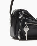 Multi Pocket Leather Shoulder Bag Zip Details