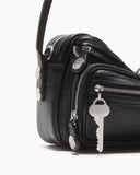 Multi Pocket Leather Shoulder Bag Zip Details