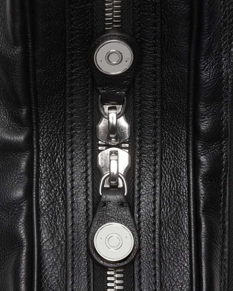 Multi Pocket Leather Shoulder Bag Zip Details