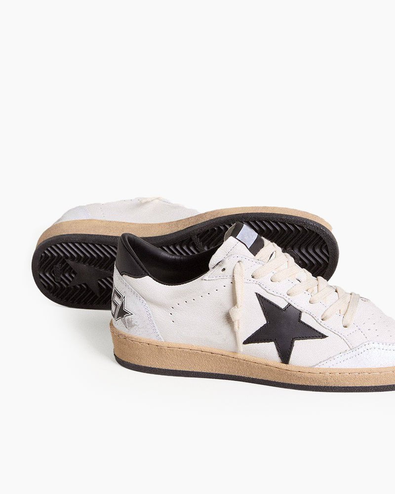 White Nappa Leather Sneakers with Star and Heel Tab