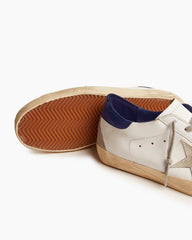 White Nappa Leather Sneakers with Suede Star and Blue Heel Tab
