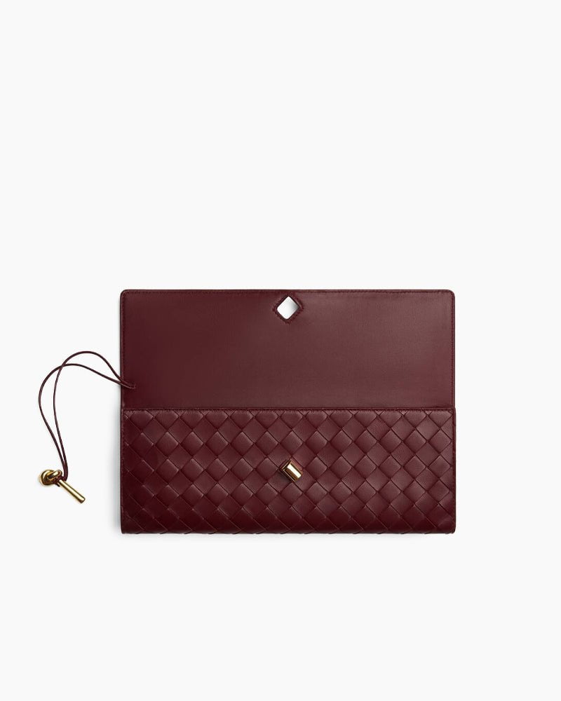 Woven Leather Clutch Elegant Purse Bag