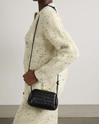 Woven Gold Zipper Closure Leather Crossbody Bag