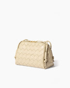Woven Gold Zipper Closure Leather Crossbody Bag