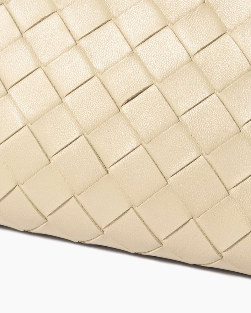 Woven Gold Zipper Closure Leather Crossbody Bag