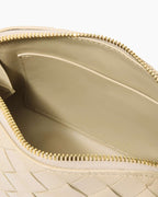 Woven Gold Zipper Closure Leather Crossbody Bag