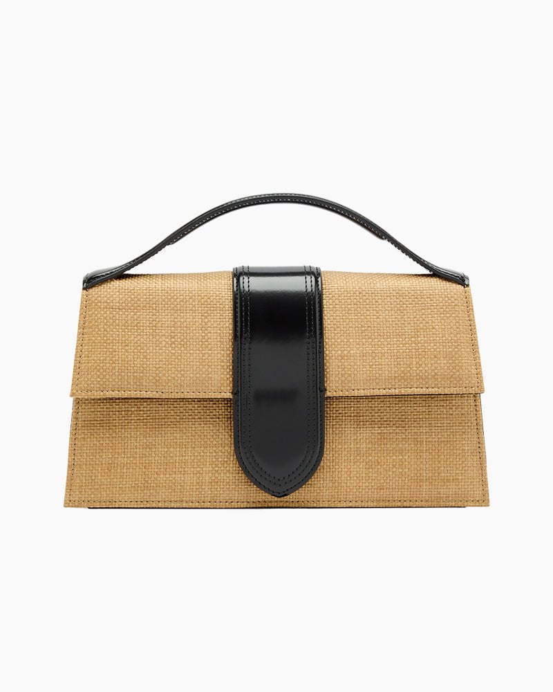 Tan Straw Texture Woven Top Handle Bag Secondary image