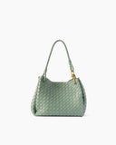 Woven Gold Knot Leather Tote Shoulder Bag