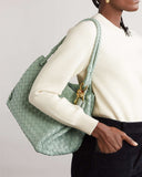 Woven Gold Knot Leather Tote Shoulder Bag