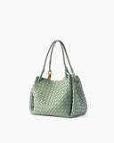 Woven Gold Knot Leather Tote Shoulder Bag